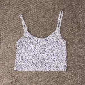 Purple flower cropped tank top